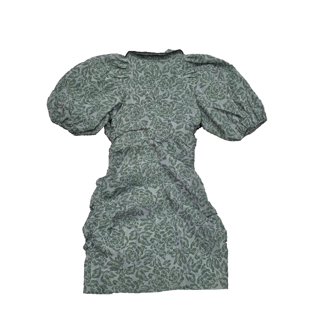 GANNI Organza Mini Dress Size 36 Myrtle Jacquard Balloon coquette fairy A004055 - Picture 13 of 13